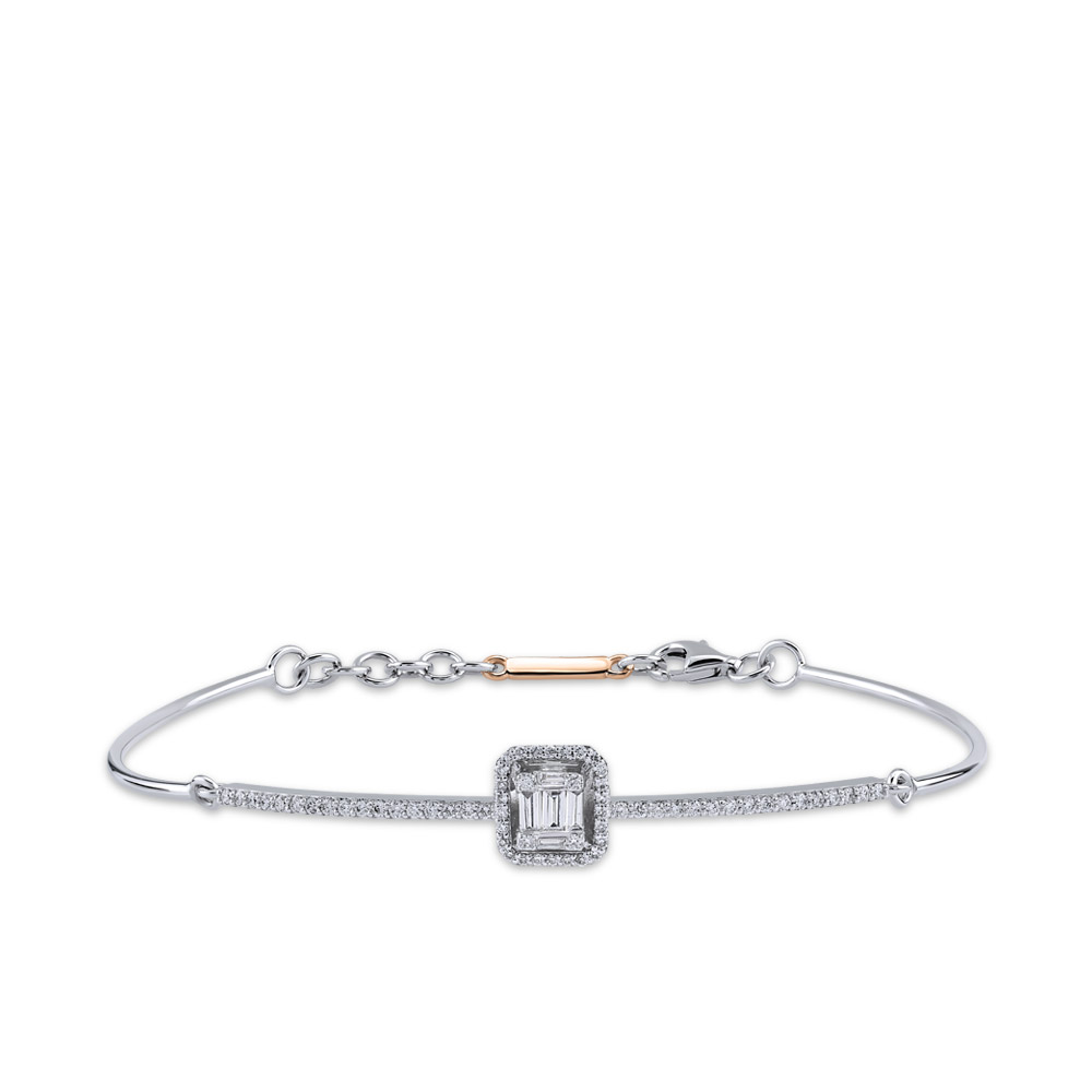 Men's Baguette-Cut Diamond Curb Chain Bracelet 3-1/2 ct tw 10K Yellow Gold  8.5