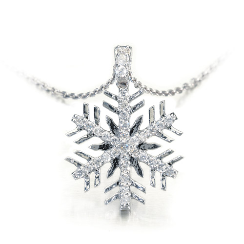 0.17 ct. Schneeflocke Diamant Anhänger mit Halskette