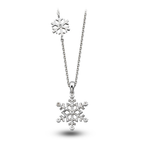 0.03 ct. Schneeflocke Diamant Anhänger mit Halskette
