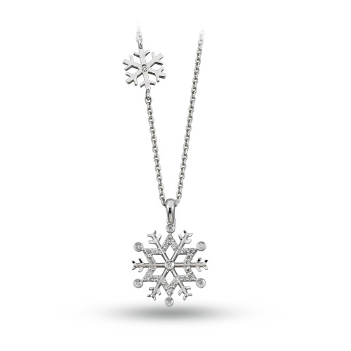0.09 ct. Schneeflocke Diamant Anhänger mit Halskette