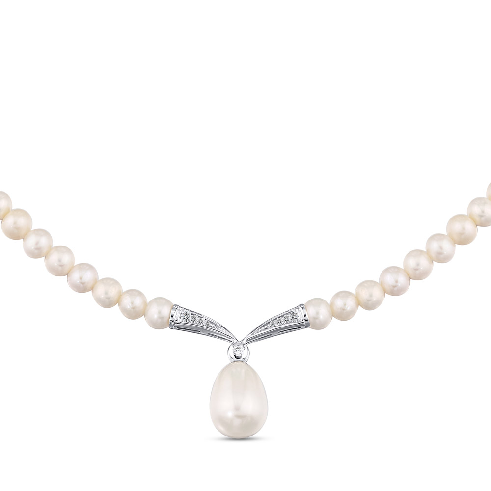 12.60 ct. Perle Diamant Halskette