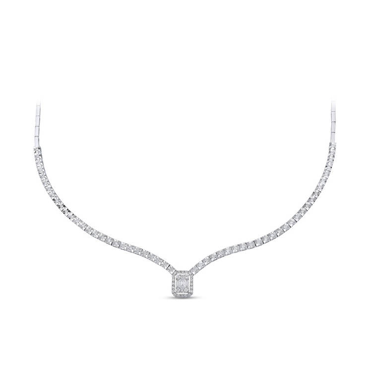 0.62 ct. Baguette Diamant Halskette