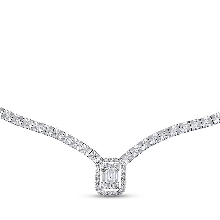 0.62 ct. Baguette Diamant Halskette