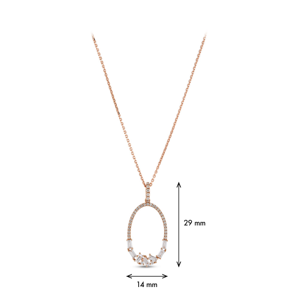 0.34 ct. Baguette Diamant Anhänger mit Halskette