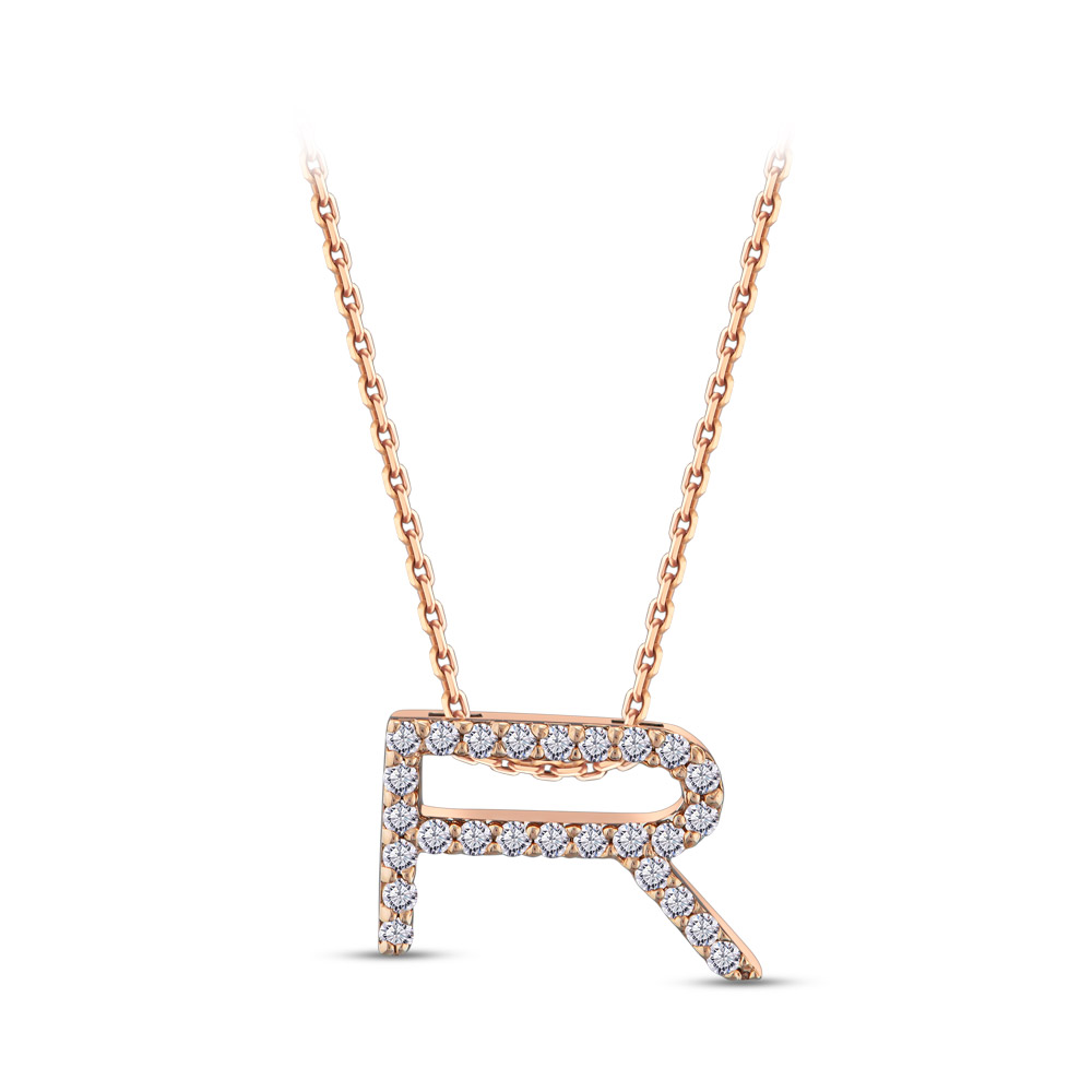 0.10 ct. Buchstabe 'R' Diamant Halskette