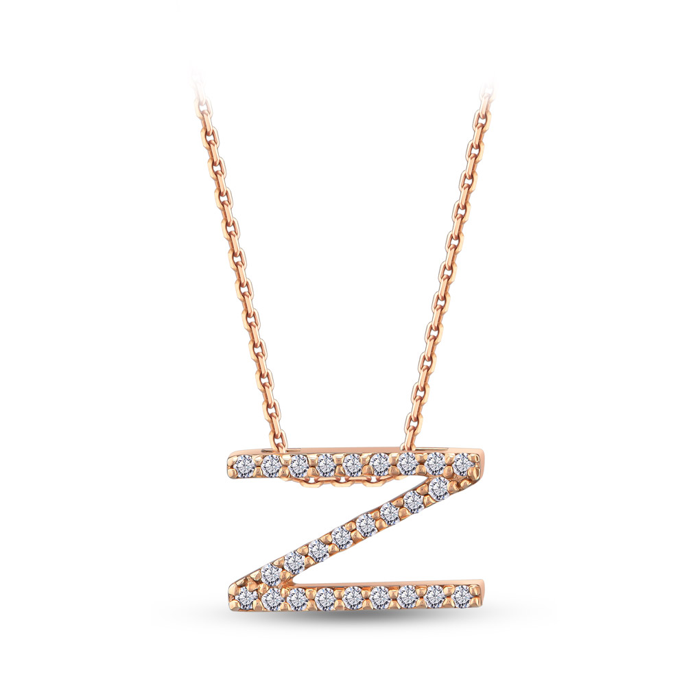 0.09 ct. Buchstabe 'Z' Diamant Halskette