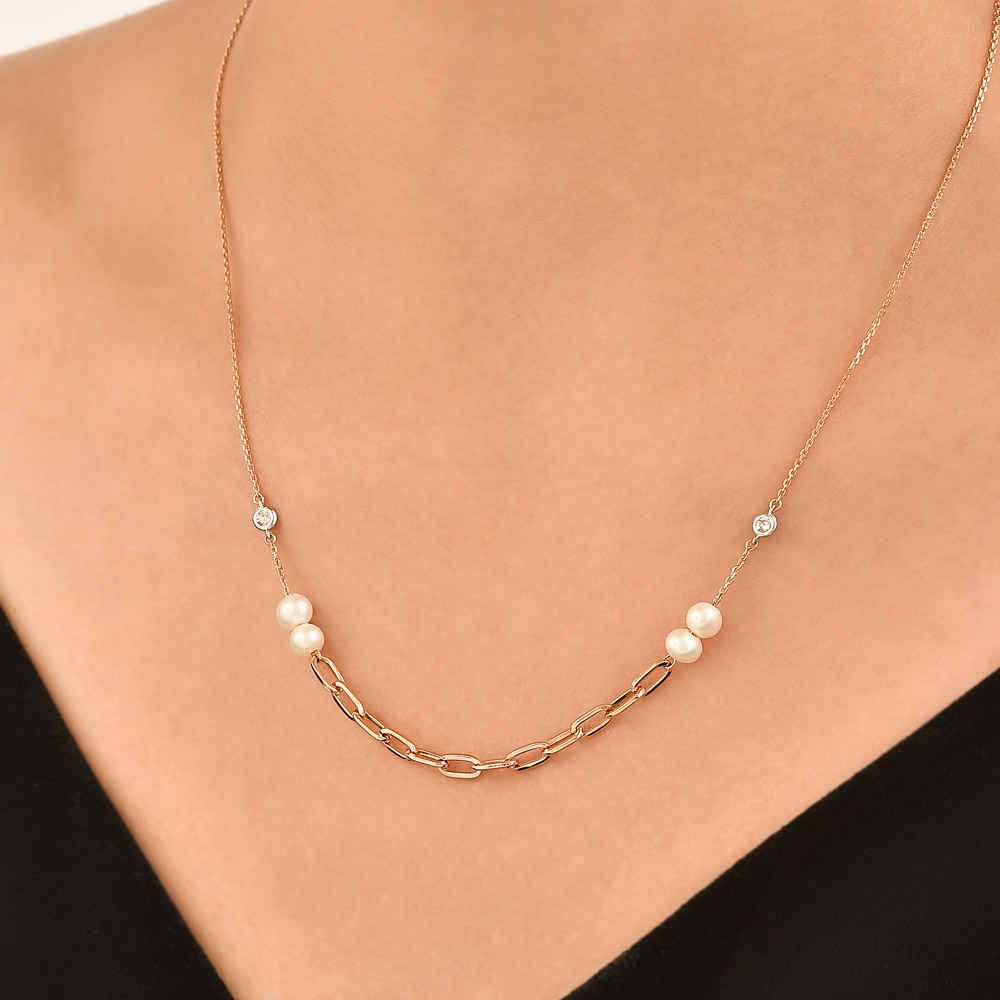 0.79 ct. Perle Diamant Halskette