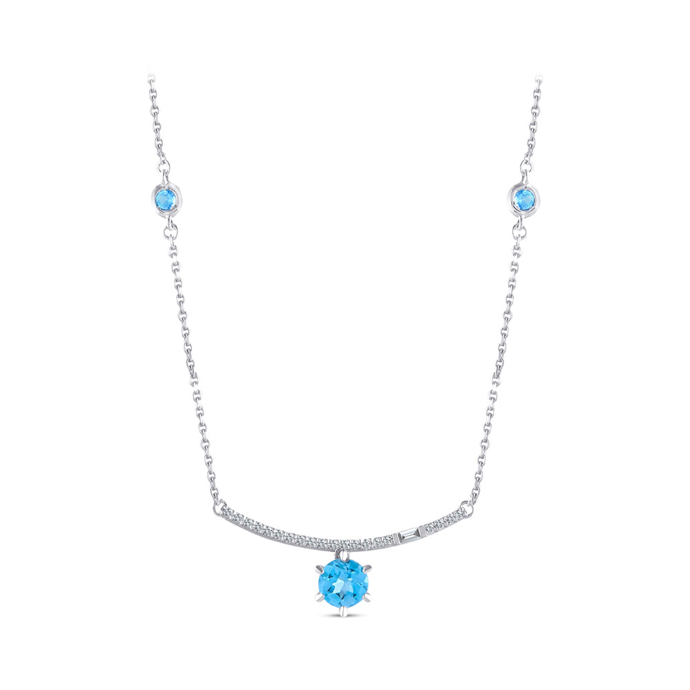 0.63 ct. Blauer Topas Diamant Halskette