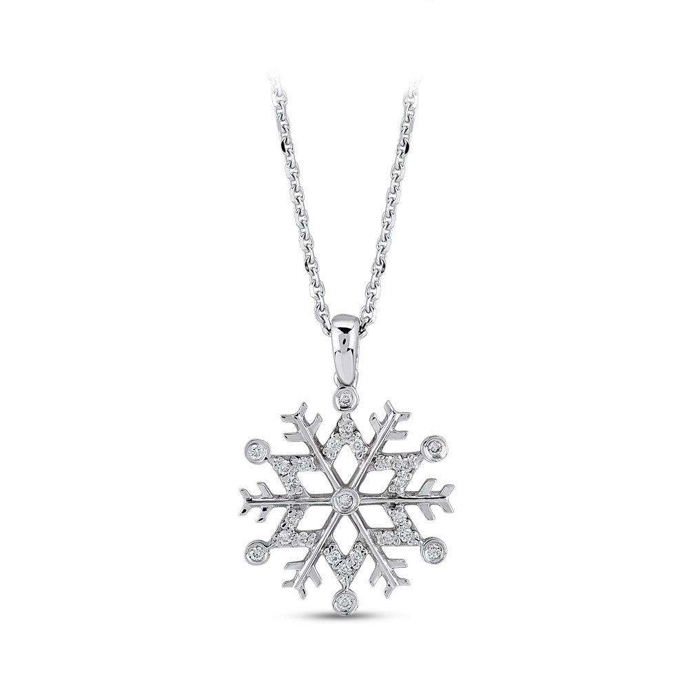 0.09 ct. Schneeflocke Diamant Halskette
