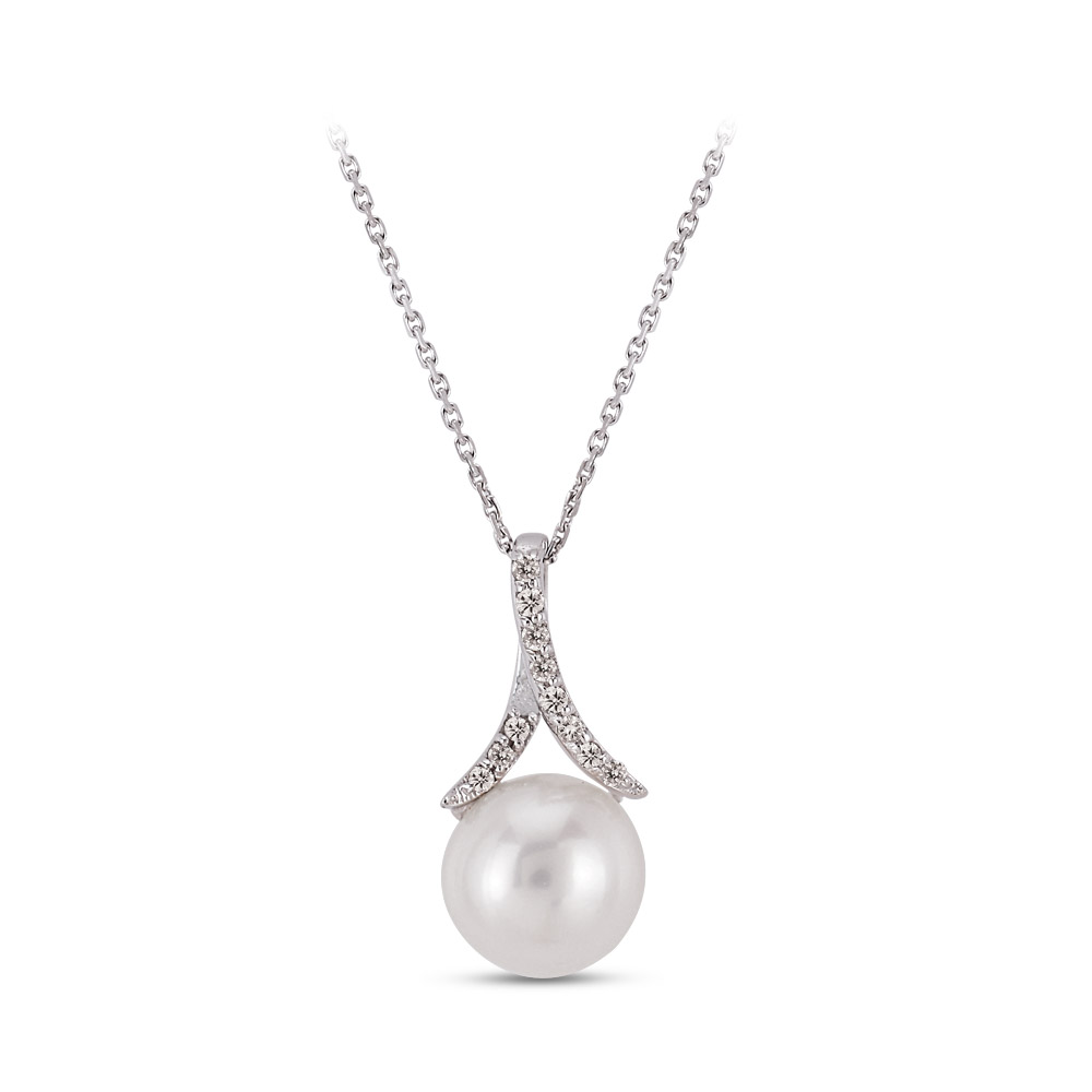 0.45 ct. Perle Diamant Halskette