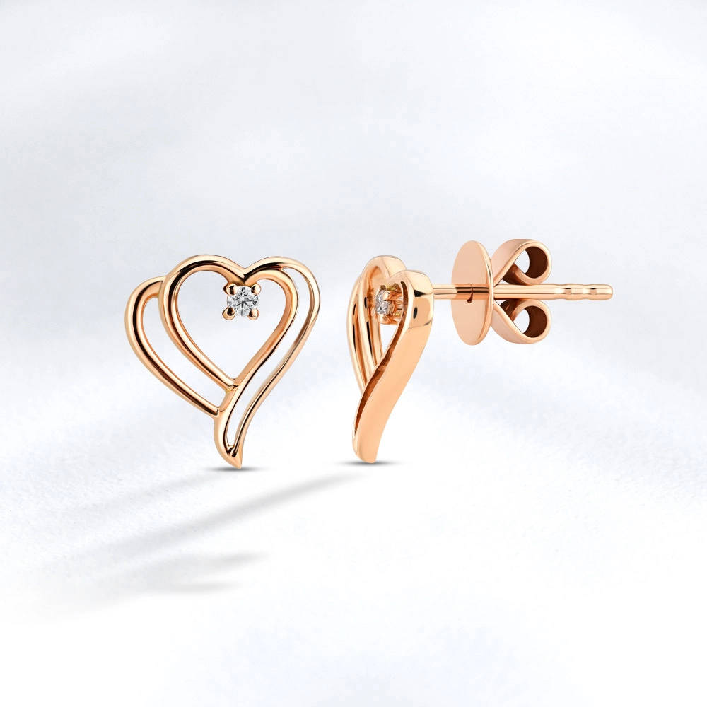 Heart Diamond Stud Earring