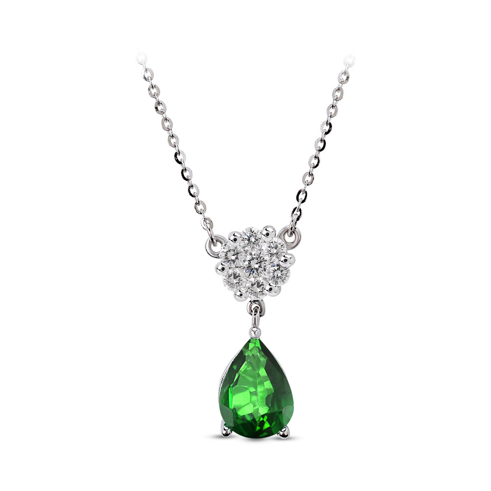 1.22 ct. Smaragd Diamant Halskette 