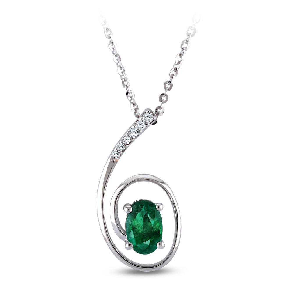0.49 ct. Smaragd Diamant Halskette