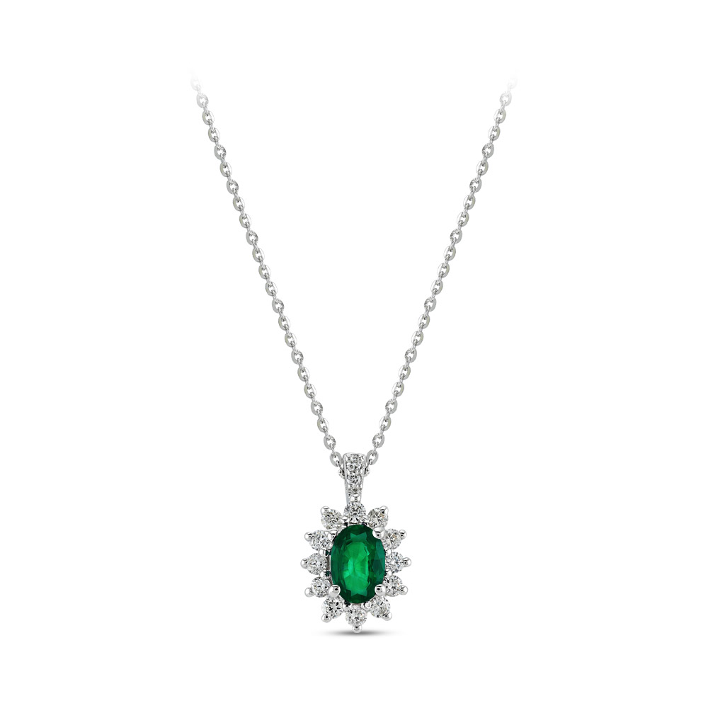 0.64 ct. Smaragd Diamant Anhänger mit Halskette