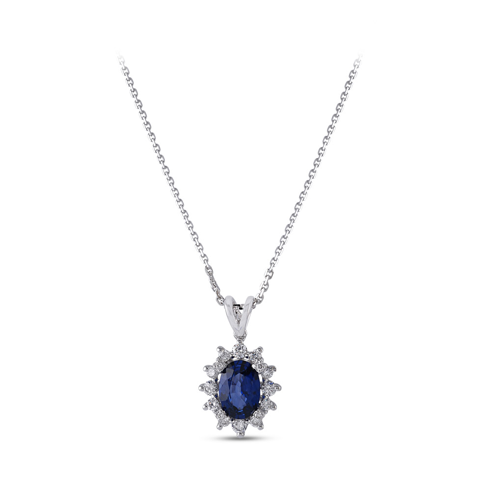 1.28 ct. Saphir Diamant Halskette 