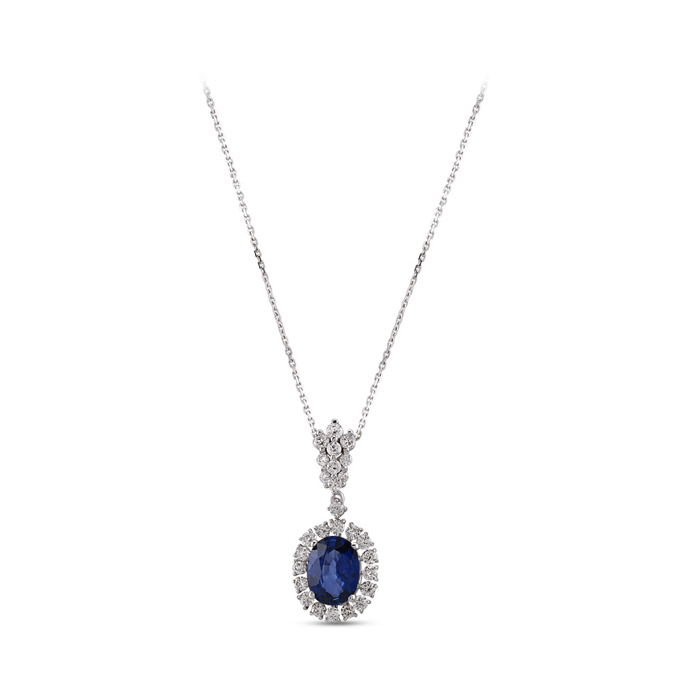 1.85 ct. Saphir Diamant Halskette