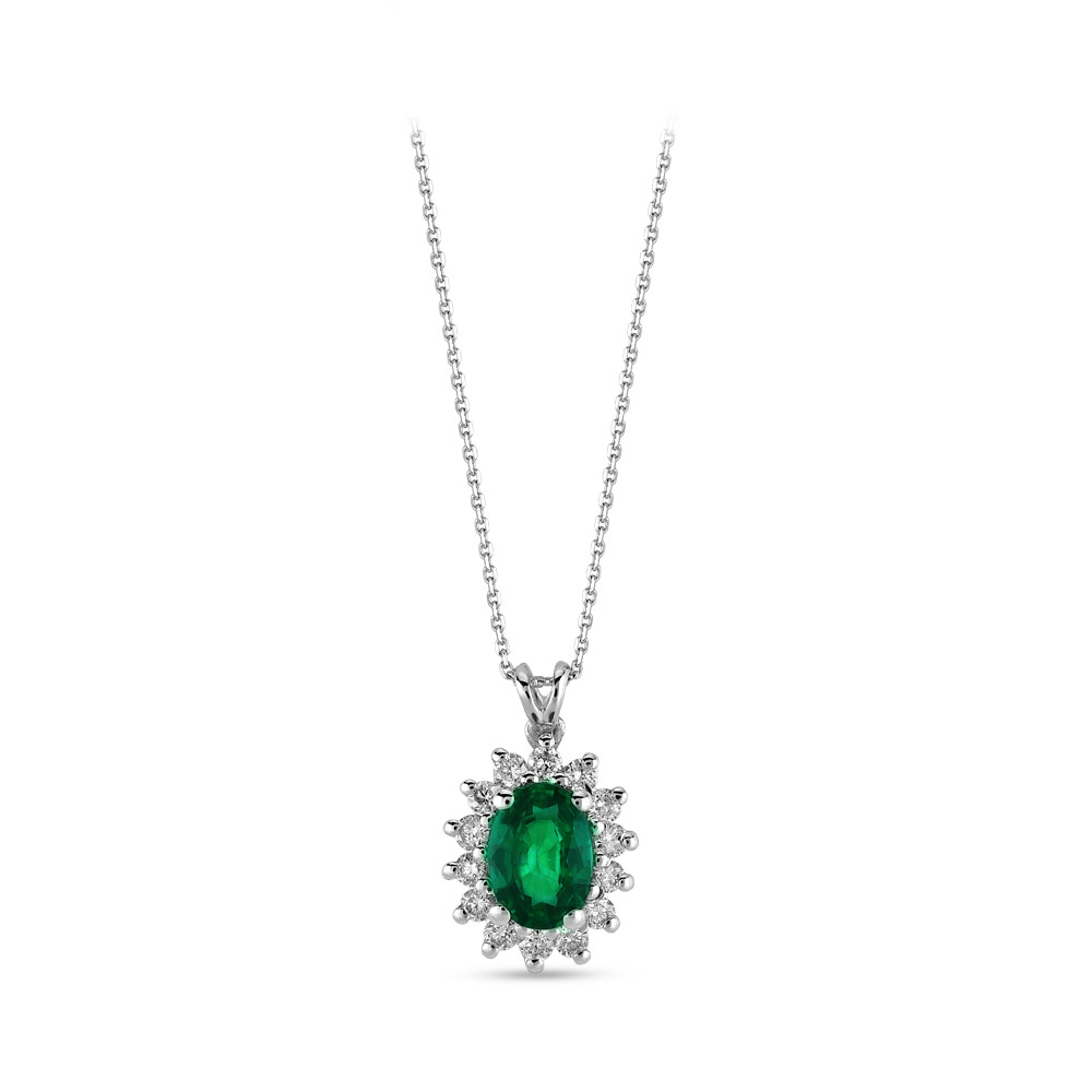 1.19 ct. Smaragd Diamant Halskette 