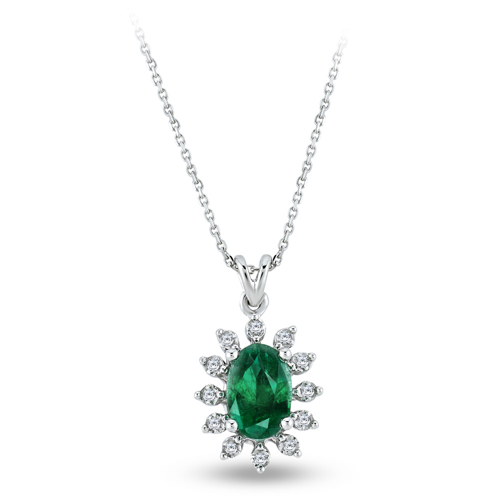 0.44 ct. Smaragd Diamant Halskette 