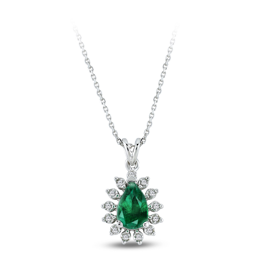 0.38 ct. Smaragd Diamant Halskette 