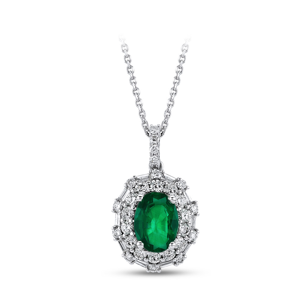 1.46 ct. Smaragd Diamant Halskette