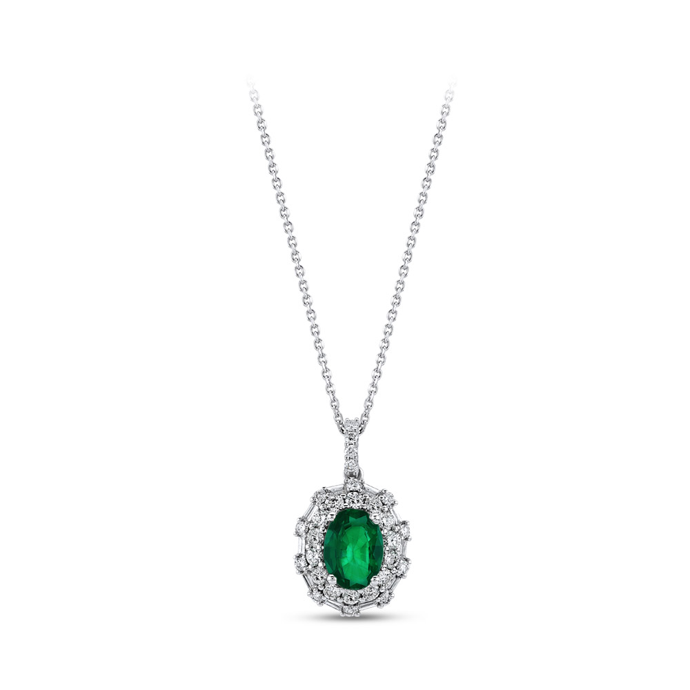 1.46 ct. Smaragd Diamant Halskette