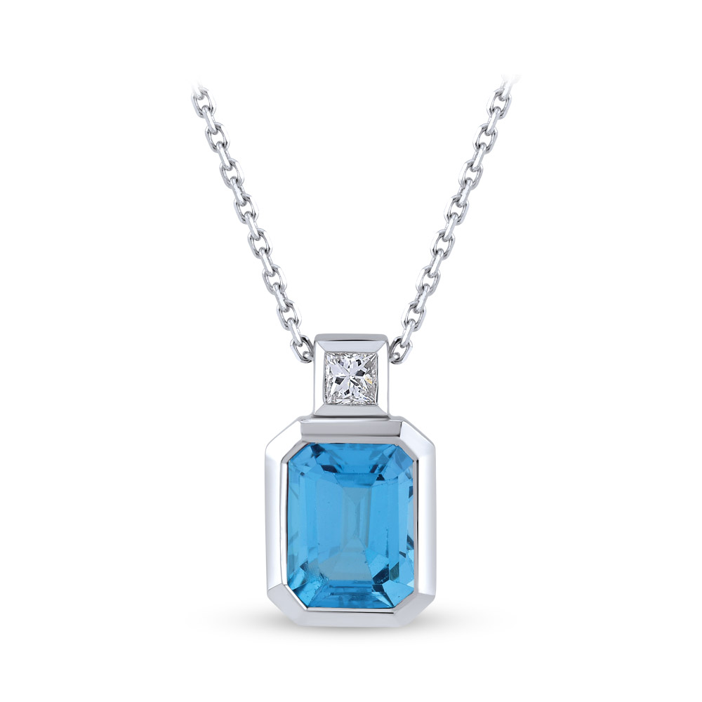 2.05 ct. Blauer Topas Diamant Halskette