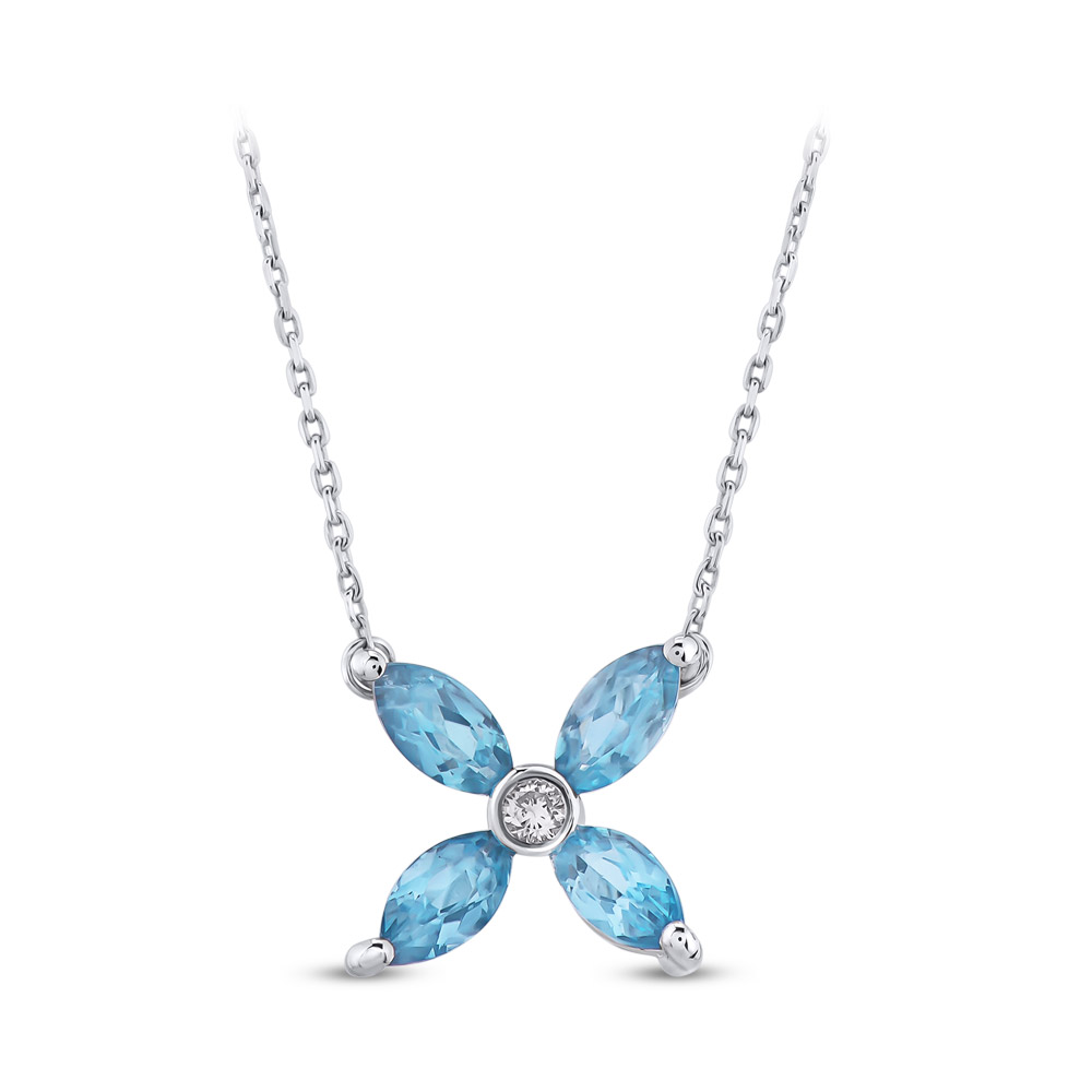 0.62 ct. Blauer Topas Diamant Halskette