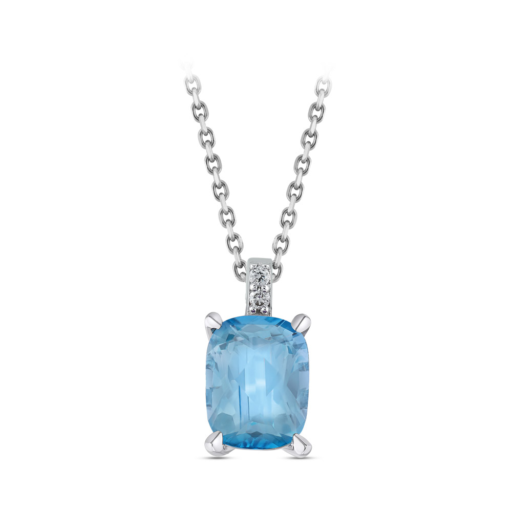 1.62 ct. Blauer Topas Diamant Halskette
