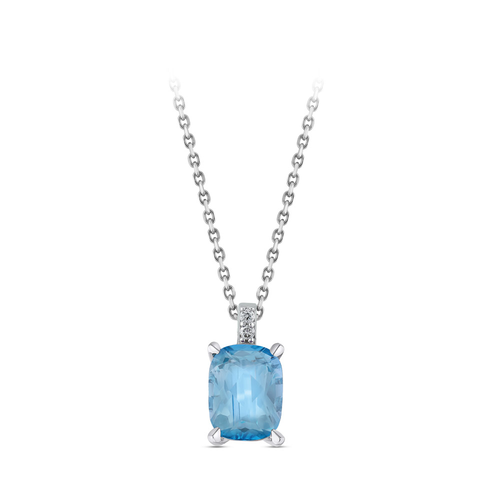 1.62 ct. Blauer Topas Diamant Halskette
