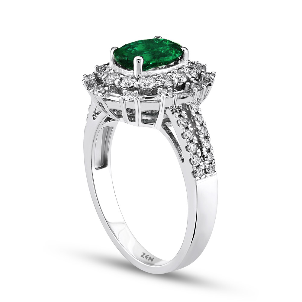 1.59 ct. Smaragd Baguette Diamantring