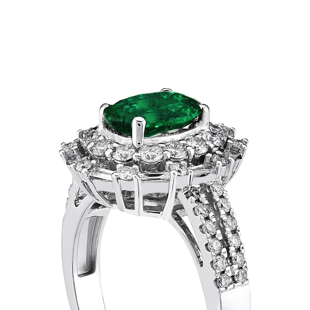 1.83 ct. Smaragd Baguette Diamantring