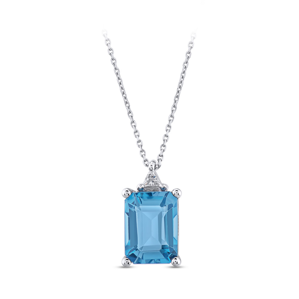 1.82 ct. Blauer Topas Diamant Halskette