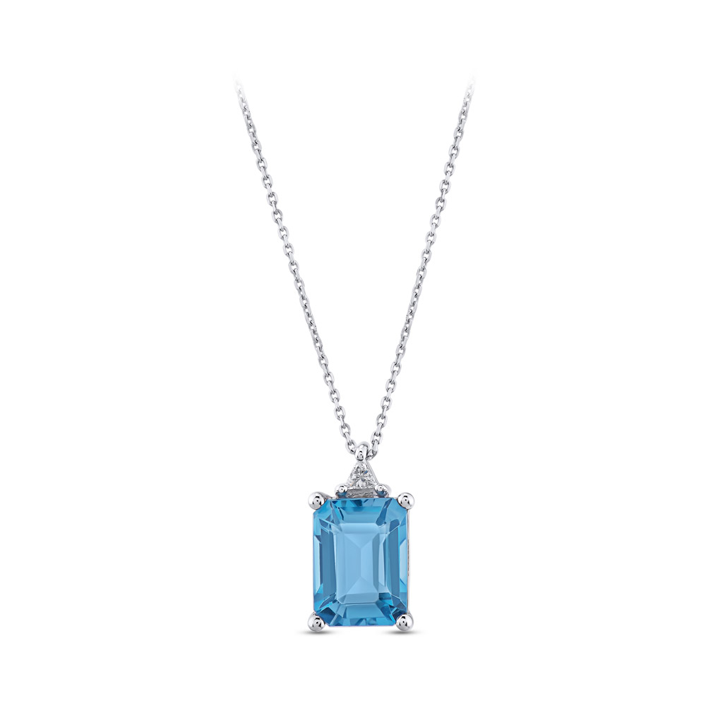 1.82 ct. Blauer Topas Diamant Halskette