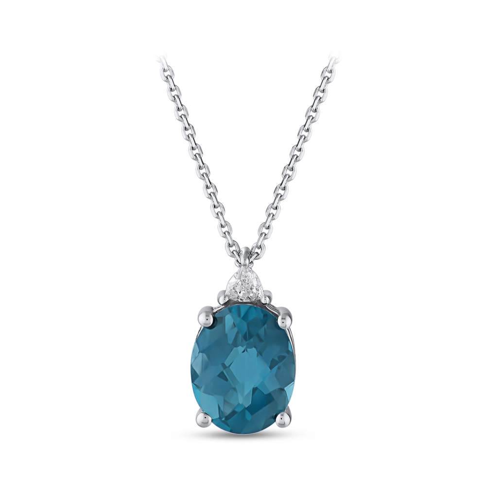2.66 ct. Blauer Topas Diamant Halskette