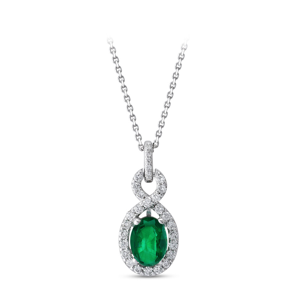 1.27 ct. Smaragd Diamant Halskette
