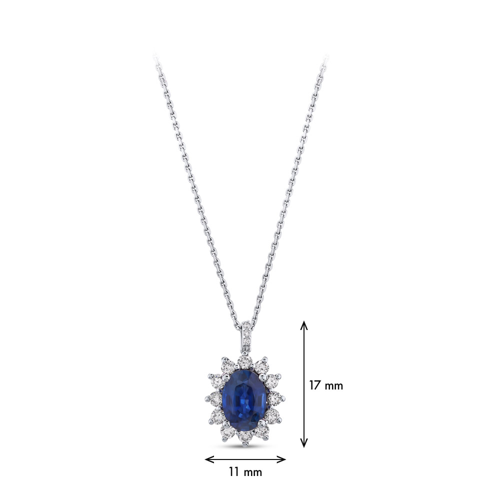 1.60 ct. Saphir Diamant Anhänger mit Halskette