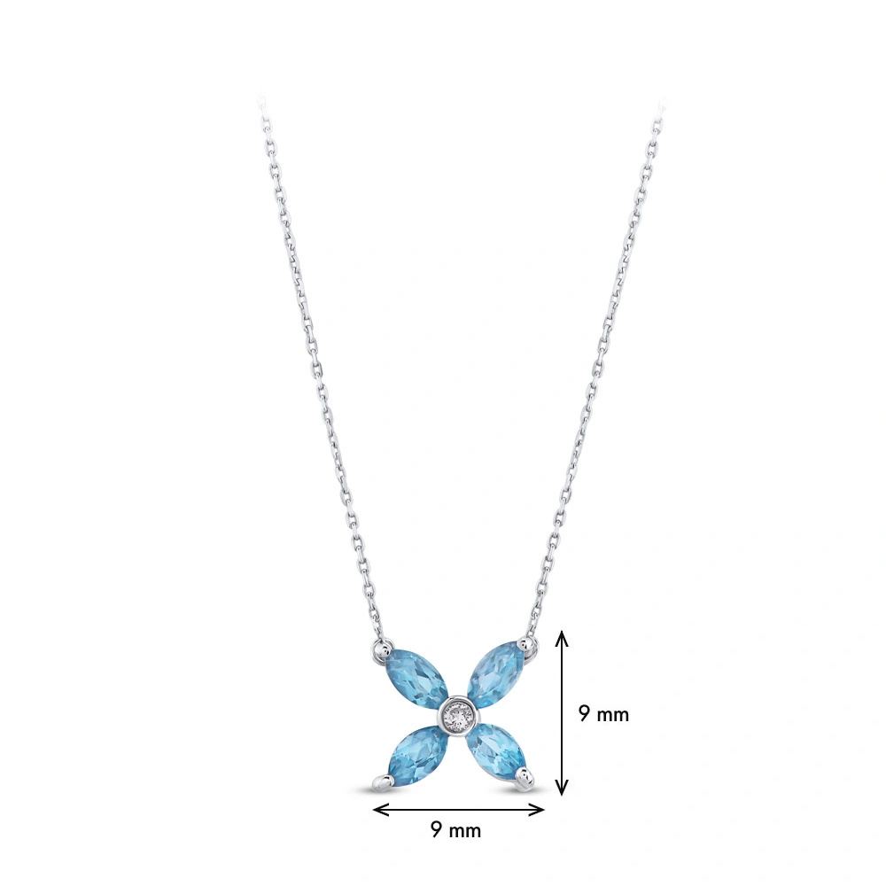 0.62 ct. Blauer Topas Diamant Halskette