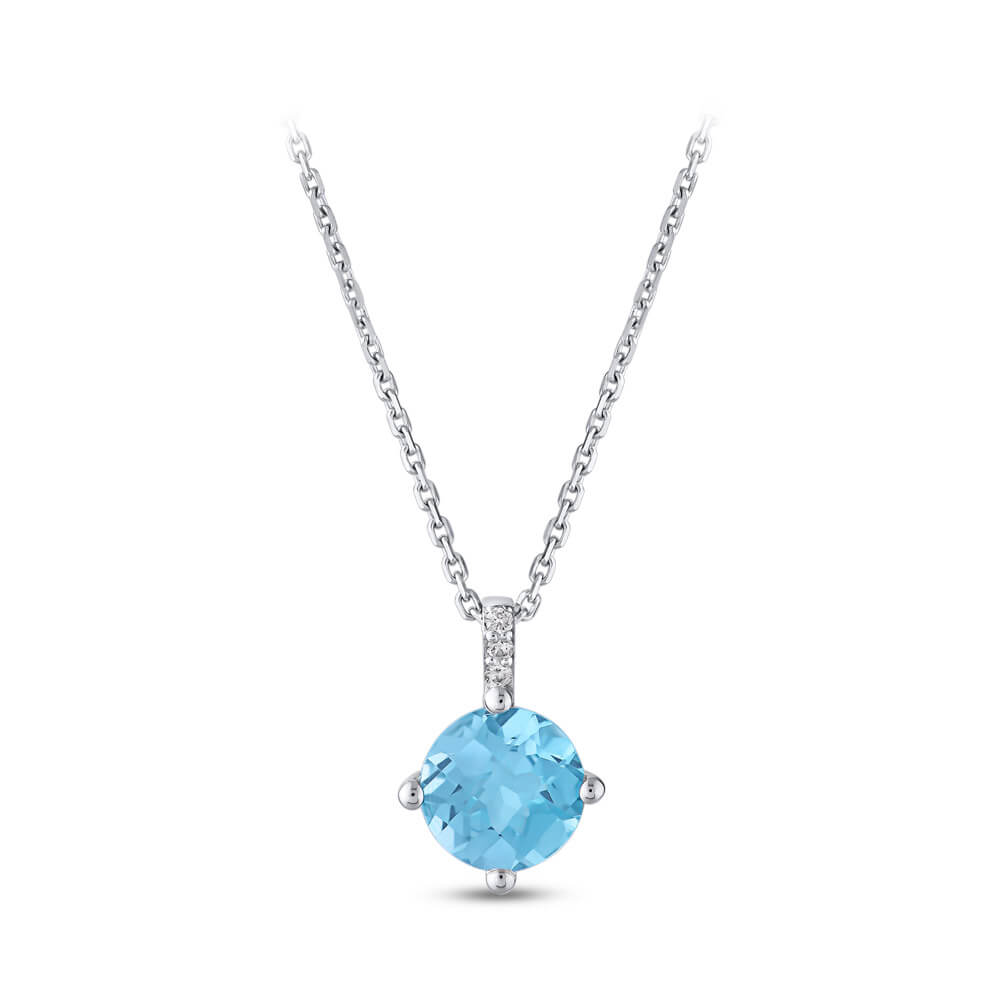 1.22 ct. Blauer Topas Diamant Halskette