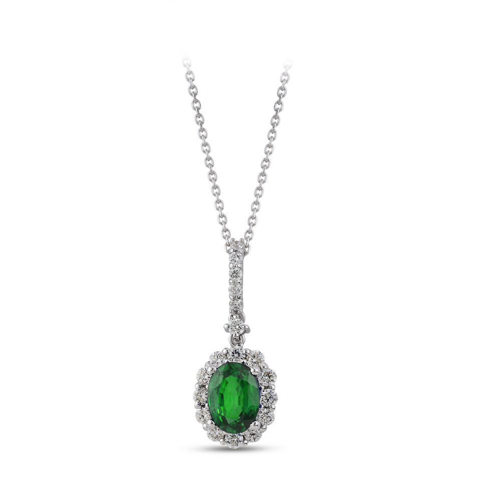 1.37 ct. Smaragd Diamant Halskette