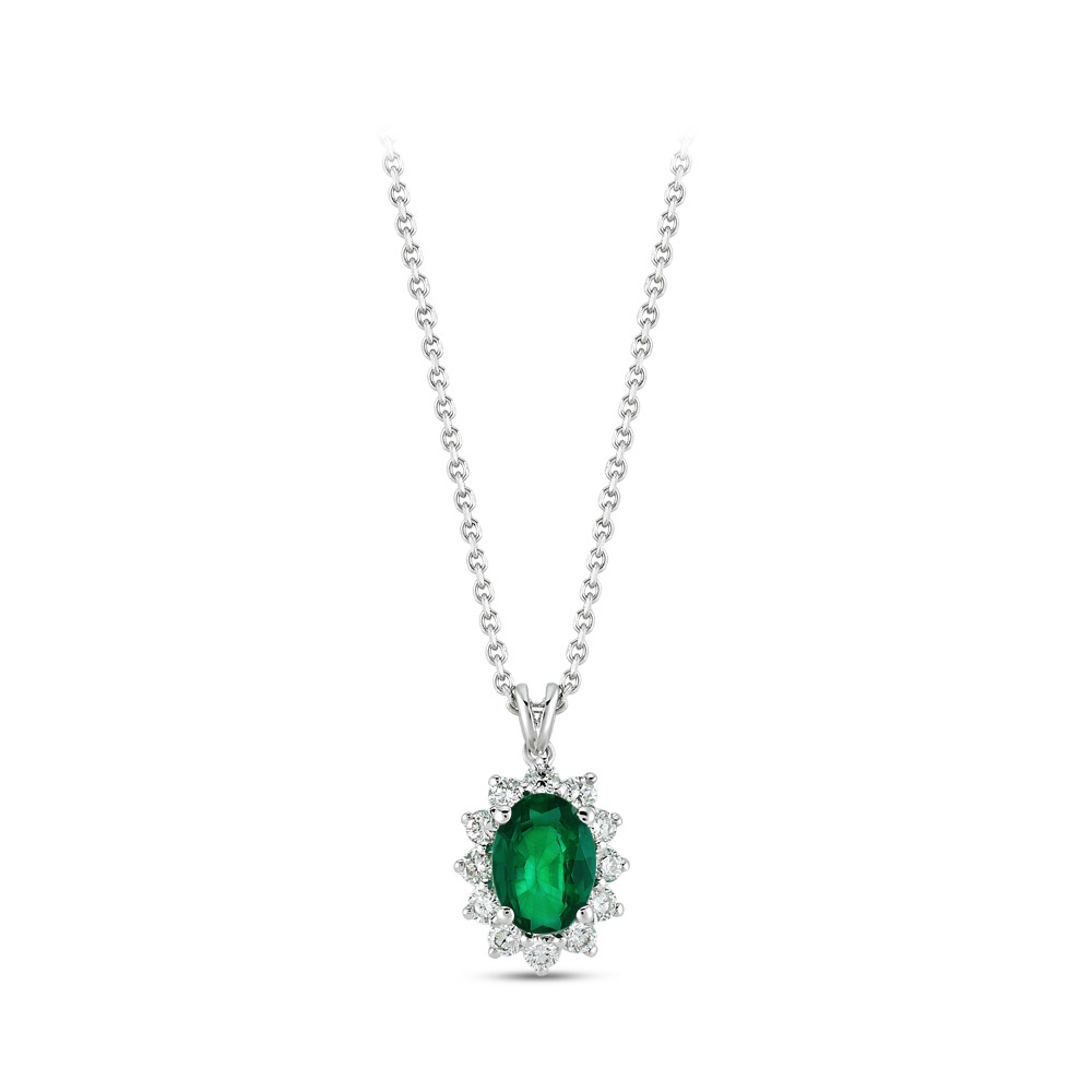 0.88 ct. Smaragd Diamant Halskette