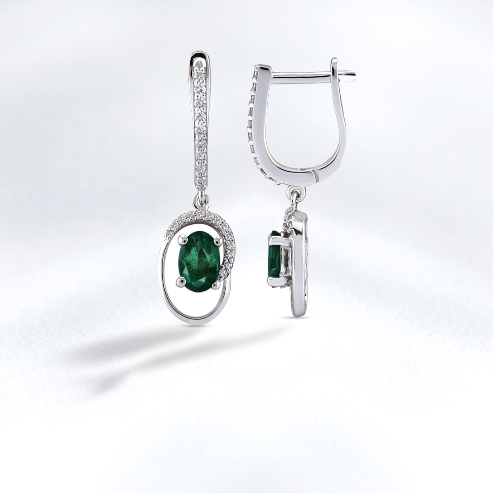Smaragd Diamant Ohrring