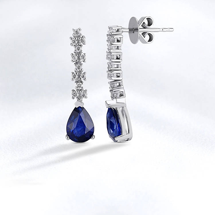 Sapphire Diamond Stud Earring