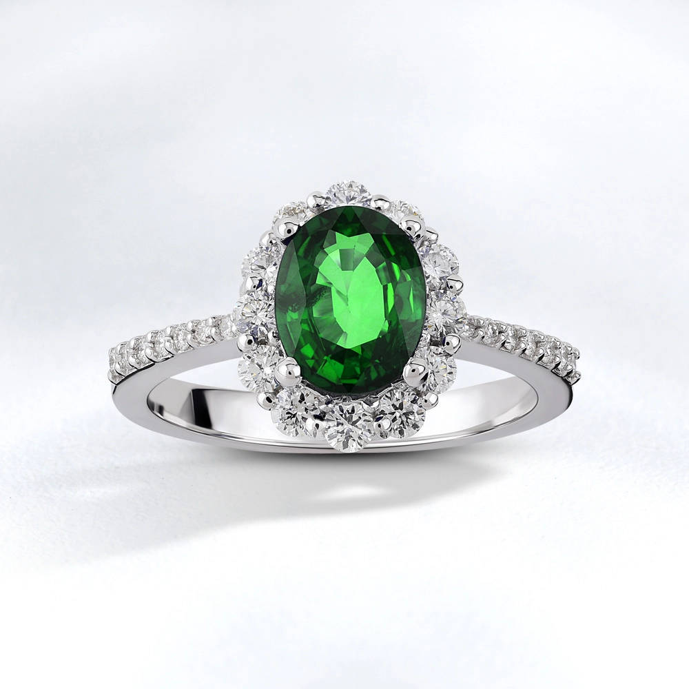 Emerald Diamond Stud Ring