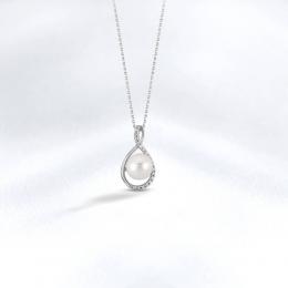 Perle Diamant Anhänger mit Halskette