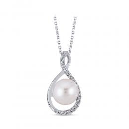 Perle Diamant Anhänger mit Halskette