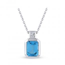 Blauer Topas Diamant Halskette