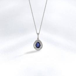 Saphir Diamant Anhänger mit Halskette
