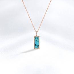 Turqouse Diamond Pendant with Chain