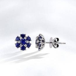 Sapphire Diamond Stud Earring