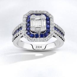 Sapphire Baguette Diamond Ring